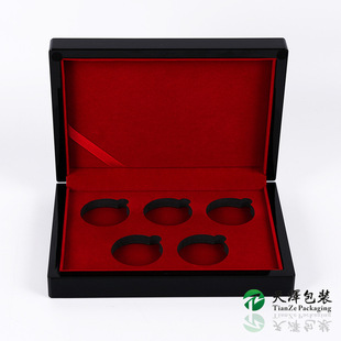 High-End Commemorative Coin Wooden Box Customized Black Piano Paint Solid Wood Box Precious Metal Commemorative Coin Packaging Box