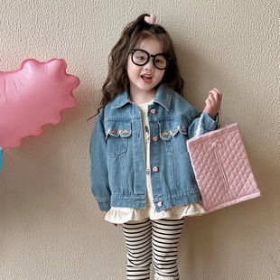 Girls' Denim Coat Spring and Autumn 2025 New Children's Korean Style Top Girl's Stylish Clothes Baby's Spring Clothes