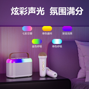 Y3 Bluetooth microphone audio karaoke double speaker household children's toy RGB colorful light beautiful and practical