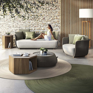 Отель Rattan Villa Водонепроницаемый Комбинация Стул Для Отдыха Тик Ротанг Открытый Диван Двор Открытый Солнцезащитный крем Скандинавский Диван