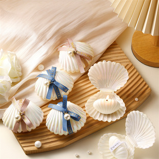 Cross-border manufacturers send shell cup bow romantic gift box ornaments smokeless atmosphere soy wax scented candles