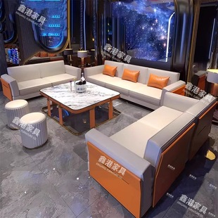 Легкий роскошный бизнес KTV Villa Party House Высококлассный клубный бар Qing Bar, коробка U-образный диван светящийся журнальный столик