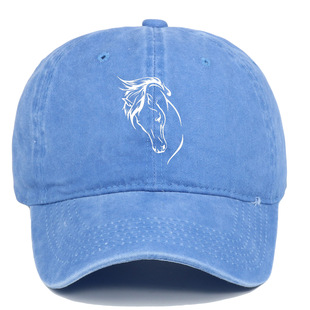 2022 foreign trade new horse head embroidery baseball cap cotton old washed baseball cap outdoor leisure sun hat