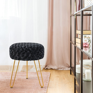 Source Factory Light Luxury Striped Household Dressing Table Living Room Indoor Metal Footstool Metal Stool Shoe Changing Stool