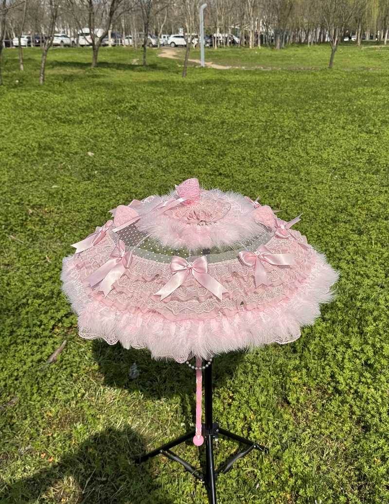 Lolita handmade umbrella, European style pongee fabric, DIY decorative sun umbrella.