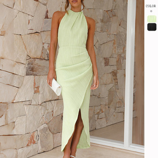 Amazon 2024 Spring/Summer High-end dress European and American Women's High-end Slim-fit Long Dress Women's Lint