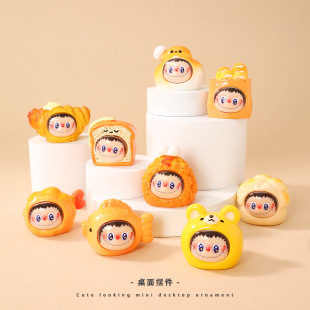 Cute Cartoon Bunny and Rabbit Food Party Series Cute Grain Doll diy Trendy Play Blind Box Resin Desktop Small Ornaments