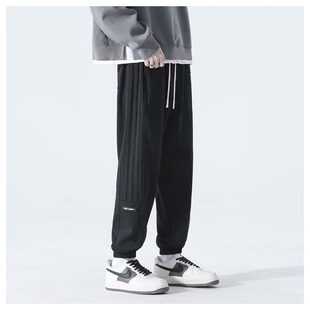 Loose Leggings Sweatpants Men's Autumn and Winter Velvet Thickeneded Pure Color Versatile Sports Pants Men's Trendy Brand Youth Pants