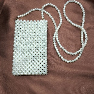 High-end mobile phone bag silver gray homemade bag women's bag beaded bag DIY material bag double bag chain handbag summer