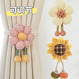 Modern Simple Curtain Strap A Pair of Adjustable Rope Strap Curtain Buckle Tuck Strap Decorative Flowers