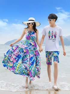 Sanya Seaside Holiday одежда для родителей и детей 2024 Новая летняя одежда семья из трех или четырех человек пляжный западный стиль мать-ребенок Женская семейная одежда