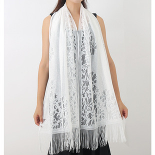 Lace Scarf Ethnic Style Shawl Tassel Hollow Scarf Toe Balm Versatile Fashion Silk Scarf Oversized Long Scarf