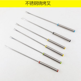 in stock Stainless Steel Fork bbq Barbecue Fork Chocolate Cheese Hot Pot Fork Fruit Dessert Fork Egg Picking Needle