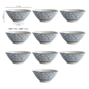 5-inch Dogli Bowl Household Rice Bowl Cooking Special Shop Tableware Rice Bowl Underglaze Color Vintage Ceramic Bowl