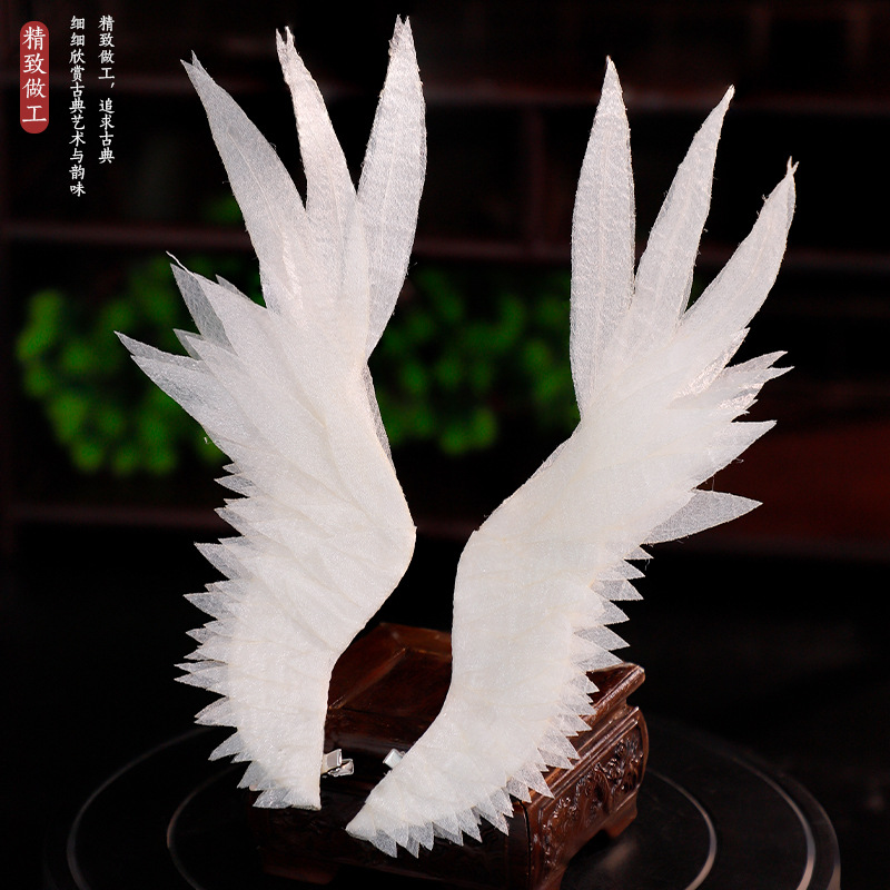 Elegant Silk Yarn Fresh Forest-Style Feather Hairpin Accessory, Ancient Style Hanfu Phoenix Hairpin Side Clip Versatile Accessory Collection