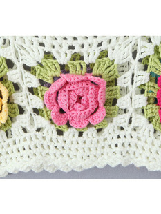 Vacation Style Short Ear Edge Ethnic Style Handmade Crochet Embroidered Knitted Sling Three-dimensional Flower Hollow Vest