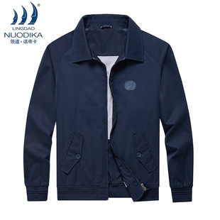 Lingdao Nordika Spring and Autumn Middle-aged Men's Jacket Lapel Business Casual Solid Color Jacket Dad's Jacket