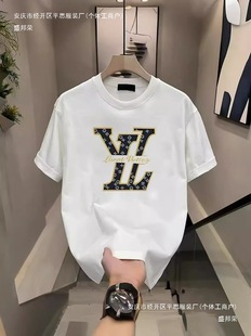 White Cotton Short-Sleeved T-Shirt Men's Summer 2024 New Loose Trendy Brand Ins Half-Sleeved T-Shirt Men's Bottoming Shirt