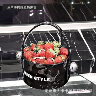 Light Luxury Ceramic Fruit Plate High-grade Feeling with Lid Candy Nut Portable Fruit Box Fruit Fork High Color Value Exquisite Ornaments Cross-border