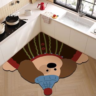 Cartoon bear kitchen floor mat dirt-resistant and easy to take care of anti-slip mat household can be cut absorbent oil pad a generation of hair