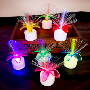 LED colorful optical fiber lamp candle rose optical fiber flower night light starry luminous toy ornaments