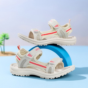 Children's Sandals New Boys Beach Sandals Large Children's Open Toe Soft Bottom Velcro Light Outdoor Casual Sandals