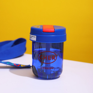 High color value ton cup children's cute small plastic suction tube cup push gift advertising cup water cup customization