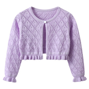 2024 New Korean Style Ear Children's Sweater Cardigan Shawl Air-conditioning Shirt Pure Cotton Class A Knitted Cardigan for Girls