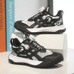 Children's Shoes Children's Men's and Women's sneaker Swivel Button Shoes Spring and Summer 2025 New Mesh Medium and Large Children's Shoes