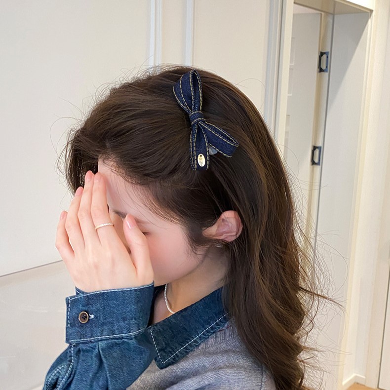 Denim Bow Hair Comb Hairpin for Women, High Crown Comb, Princess Hair Clip, Bangs Clip, New Hair Accessory for Spring