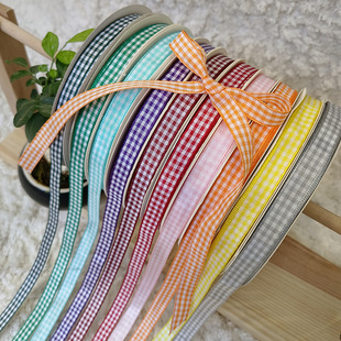 Wholesale 1cm Scottish Pastoral Plaid Ribbon Fabric Hairpin Handmade Bow Flower Packaging Ribbon diy Color