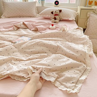 Ins French Style Lace Summer Quilt Double-layer Yarn Summer Quilt Four-piece Set Class A Maternal and Infant Grade Summer Air Conditioning Quilt Machine Washable