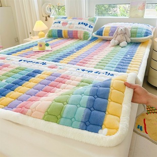 Class A Milk Velvet Quilted Bed Mat Household fleece-lined Bed Sheet Tatami Protective Mat Student Dormitory fleece-lined Mattress