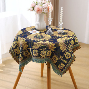 Gerbera Vintage Thickened Tablecloth Jacquard Round Table Coffee Table Cloth Background Cloth Homestay Picnic Atmosphere Tablecloth