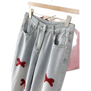 Shenzhen Nanyou Summer Outfit Complete Set Ootd Age-Reducing Cartoon Bow Jeans Fashion Two-Piece Suit for Women