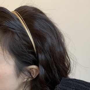 New multi-layer metal hairband women's golden thin edge out of pressure hair clip Europe and the United States niche design feeling temperament headband
