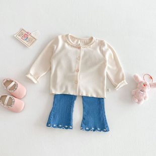 Для девочек сплошной цвет кардиган 0-5 лет весна