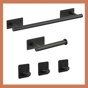 Cross-Border Export Stainless Steel Towel Bar Set Bathroom Hardware Pendant Six-Piece Set Towel Bar Toilet Paper Holder Wall-Mounted