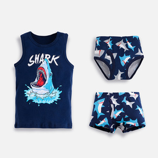 European and American Children's Vest Underwear Set Cotton Thread Small and Medium-sized Children's Cartoon Printed Cotton Boys' Vest