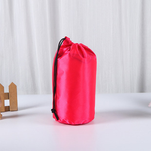 Ling-shaped lattice polyester cloth cylinder drawstring bag custom large capacity drawstring packaging bag waterproof pocket printing logo