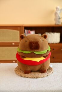 Cross-border kappibala series dolls runny nose 8 inch hamburger milk tea cup capybara doll doll machine wholesale gift