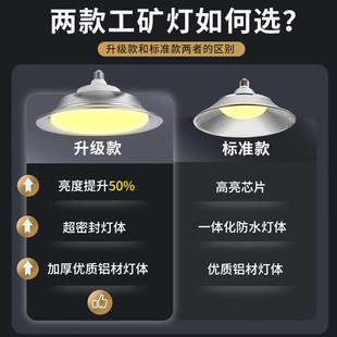 LED warm light industrial and mining lamp yellow light breeding lamp E27 screw high-power household energy-saving three-proof lamp workshop