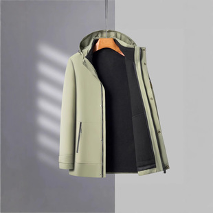 Autumn and Winter Three-Wearing Hooded Jacket Men's fleece-lined Thickened Casual Jacket Removable Cap Inner Collar Jacket