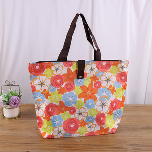 Oxford Cloth Bag in Stock for Girls Supermarket Multi-functional Waterproof Zipper Shopping Bag Satchel Environmentally Friendly Storage Foldableing Bag