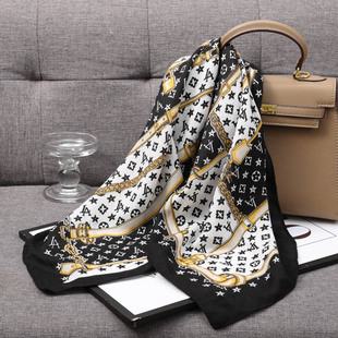 Herringbone pattern square towel cotton linen 70 square towel breathable autumn and winter new scarf women feel good