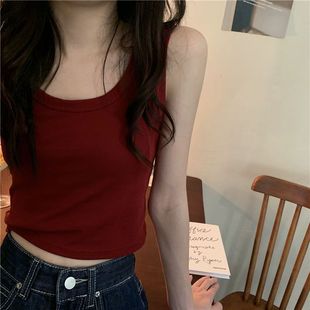 Red Vest Small Sling Women's Summer Outer Wear Hot Sports Short Bottoming Sleeveless T-shirt Top