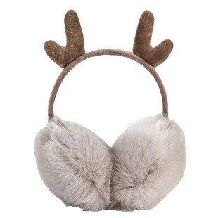Rabbit fur antlers cute adorable winter warm earmuffs