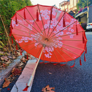 Oil paper umbrella Hanfu tassel umbrella scenic spot stall silk umbrella dance prop umbrella ceiling decoration antique craft umbrella