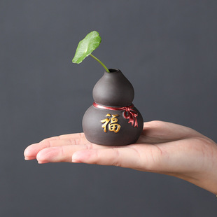 Yuxuan fingertip small tea pet purple sand purple creative mud painted vase mini Zen small size five blessings flower dixuan
