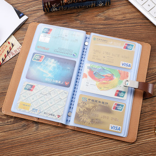 Simple leather buckle business card book large capacity business card storage card bag ticket collection book business card holder wholesale